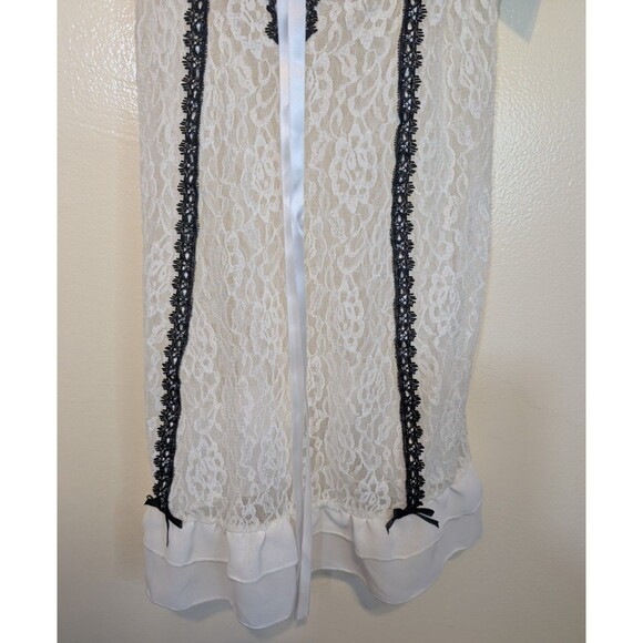 Cinema Etoile Seductive Wear Winter White Floral Lace Nylon Babydoll Sheer Large - Picture 9 of 13